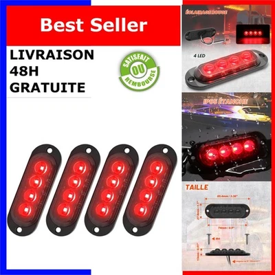 Greluma 4 pcs Feux de Gabarit LED Rouge 12V-24V pour Remorque - Photo 1/4