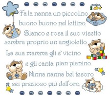 Schema Punto Croce Copertina Filastrocca Culla Corredo Nascita Orsetto Ninna Nan