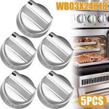 5 Pack Stainless Steel Look Control Knob Kits For GE Gas Range Stove WB03X24818