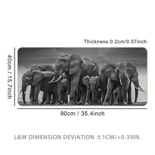 40 90cmAfrican Elephant Large Extended Gaming Mouse Pad - Washable Rubber Base D