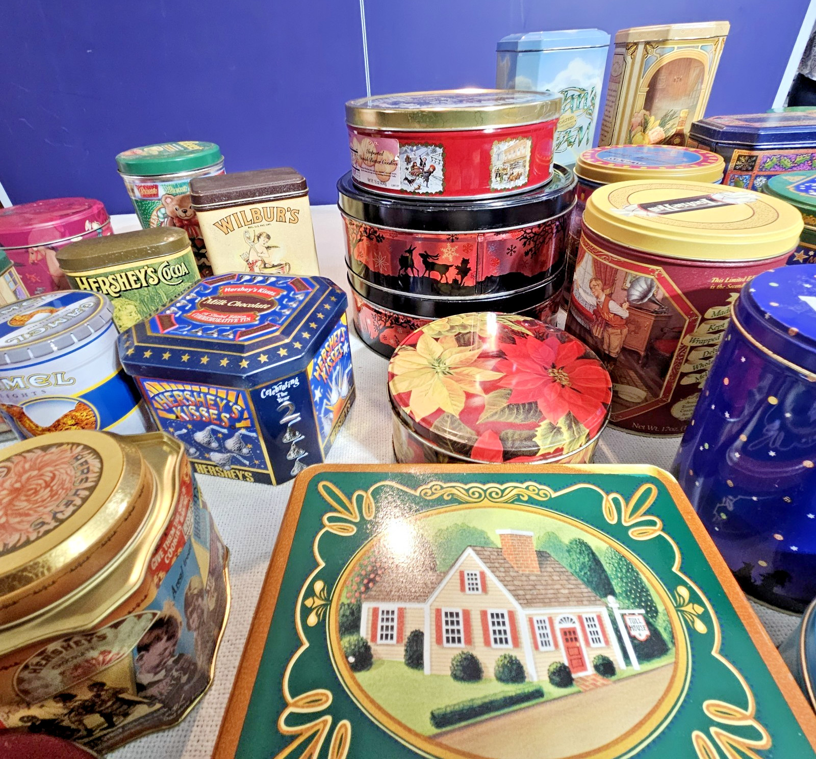 Vintage Cookie, Candy & Liquor Tins Lot 45 Pieces