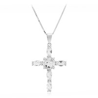 Halskette Aus Rhodium-Versilbertem Silber Mit WeißEm Topas