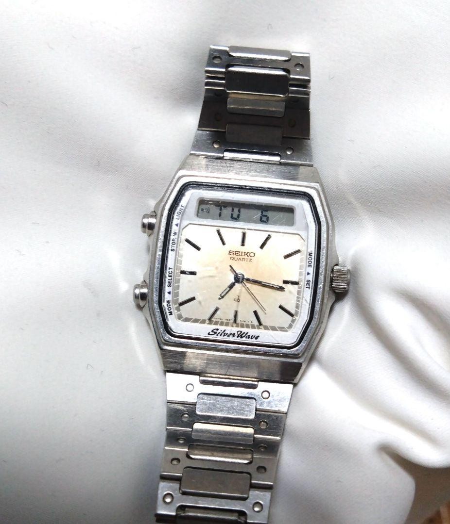 Silver Watch Silverwave Digi-Ana Mens Vintage Authentic Quartz Working Seiko - vintagewatches.pk