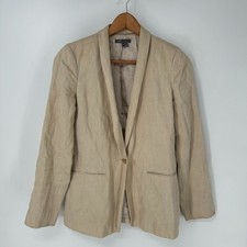 Vince Blazer Womens 4 Beige Linen One Button Jacket