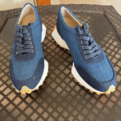 ALLORA Women's Sport Blue Denim Lace Up Sneakers Size 39.5