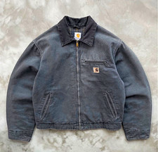 Medium Carhartt Detroit Men's Gray Zip Front Work Jacket with new logo