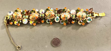Vintage Juliana D & E Easter Egg Orange Cab Rhinestone 1.5" Wide Bracelet Chain
