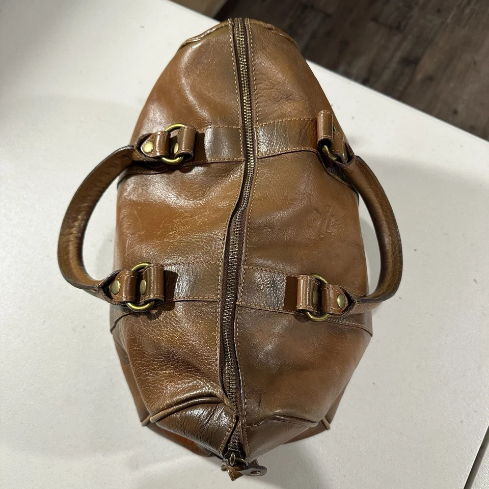 Bolso de Lona I Medici Firenze Hecho en Italia Cuero Genuino Marrón De Colección Foto 2 de 4