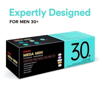 GNC Mega Men's 30+ Vitapak 5-in-1, Multivitamin, Stress & Bone Support, 30 Count