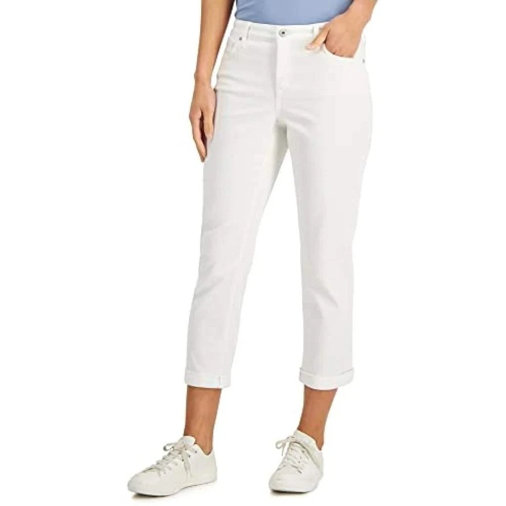 NWT Style & Co Denim Capri Pants Bright White Mid Rise Tummy Control Size 16