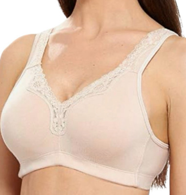 Delimira Soft Cotton Bra Women's UK Size 48E Wireless Beige Non Padded Non Wired