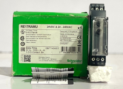 SCHNEIDER ELECTRIC RE17RAMU TIMER ON DELAY RELAY 0.1S-100H 24-240VAC/24VDC