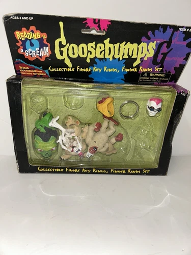 Goosebumps Collectible Figure Key Rings, Finger Rings Set Vintage 1996 NIB