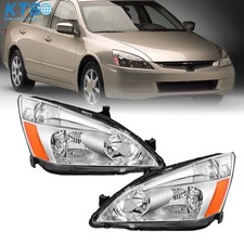 For Honda Accord Sedancoupe 2003-2007 Headlights Chrome Halogen Headlamps Lhrh For Honda Accord Sedancoupe 2003-2007 Headlights Chrome Halogen Headlamps Lhrh