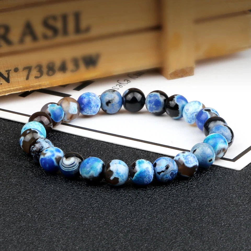 Pulsera de piedra de lava ojo de tigre banda con cuentas 8 mm chakra Buda curación 1 pieza Foto 3 de 4