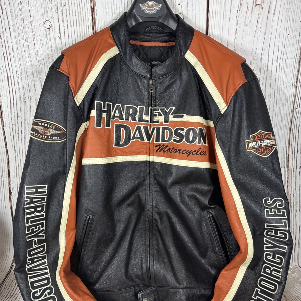 Harley Davidson Men's Classic Cruiser Leather Jacket Size 2XL w