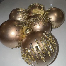Frontgate Ornaments Rose Gold, Gold, Silver Glass Lot Of 6 Christmas Holiday F20