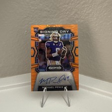 2024 Prizm Draft Picks Michael Penix Jr Auto RC /49 Orange Pulsar Washington