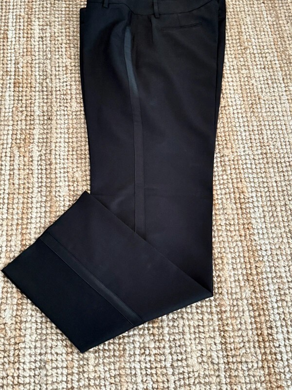 Yves Saint Laurent nuovo nero stile smoking pantaloni dritti uk 20 pantaloni eleganti