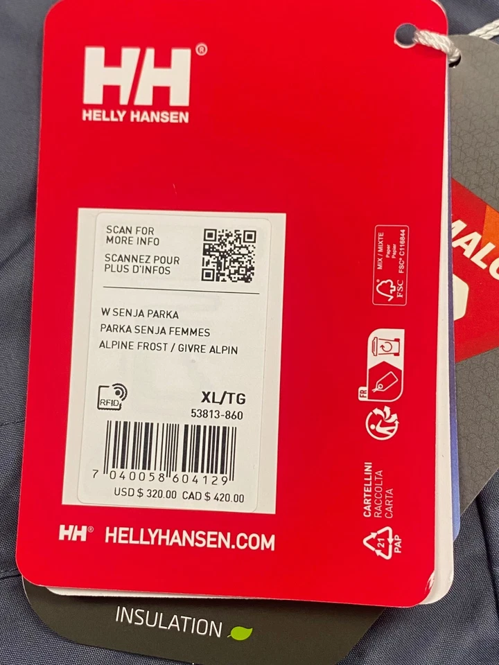 Women's Helly Hansen Insulated Senja Parka ALPINE FROST $340, Size: XL - Image 2 of 4