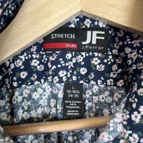 Camisa J Ferrar para Hombre Grande Azul Floral Calce Ajustado Mangas Largas Botones Frontal- 6343 - Imagen 7 de 11