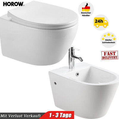 Drehspülung Hänge WC Spülrandloses Wand Bidet Toilette bis 400kg Soft Close Sitz