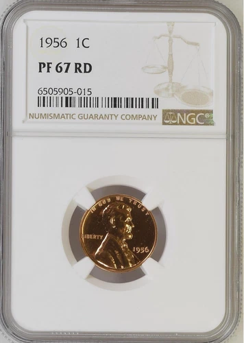 1956 PROOF LINCOLN WHEAT CENT PENNY 1C NGC PF 67 RD, PR67RD