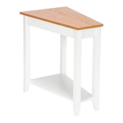 Wood Recliner Wedge Side  End Table with Bottom Shelf Sofa Table for Living Room