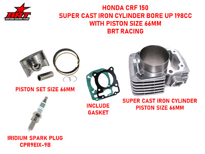 Honda CRF150 CRF 150 Super Cast Iron Cylinder Piston Size 66mm BRT Racing
