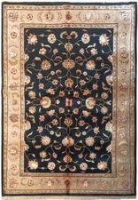 5x7' Wool and Silk Jaipour Rug BLACK Sage Green #F-5772