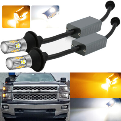 Canbus LED Switchback Turn Signal & DRL Bulbs For Chevy Silverado 1500/2500HD – Amber/White 52W