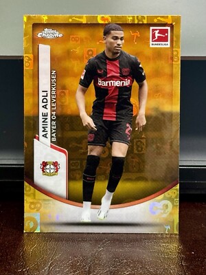 AMINE ADLI 2023-24 TOPPS CHROME BUNDESLIGA - GOLD BUNDESLIGA 60 YR REFRACTOR!