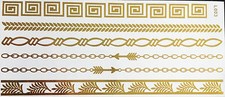 Once Temporary Flash Adhesive Tattoo Gold 6 Pieces Bracelet Necklace Foot New L3