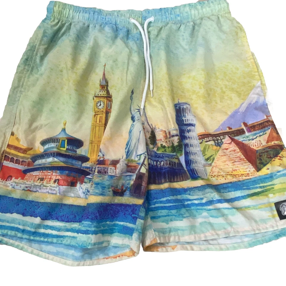 Pantalones Cortos HUF Para Hombre Cintura Elástica CULTURE EASY - Amarillo - Talla M Foto 2 de 4