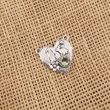 Colgante de plata estampada 925 con piedras preciosas de amatista verde hecho a mano en forma de corazón para esposa