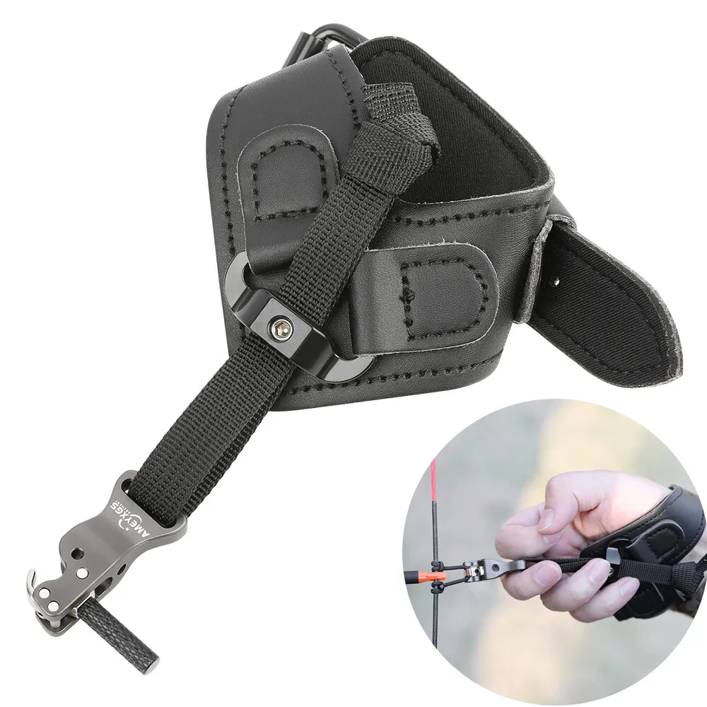 Archery Release Aids Adjustable Wrist Strap Trigger Compound Bow Hunting  Target
