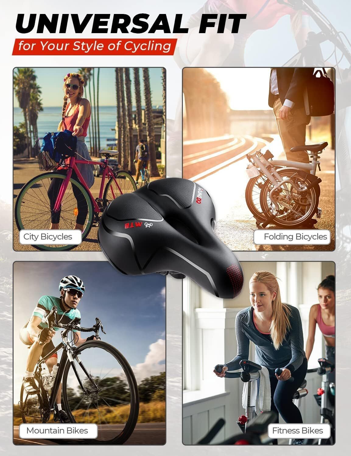 Roysmart Fahrradsattel Mit Gel - Breiter Komfortsitz Wasserdicht & Stoßdämpfend