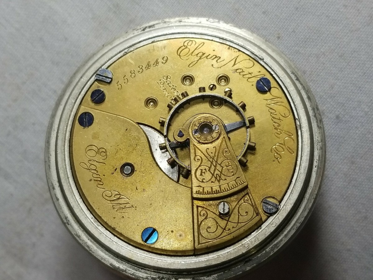 1893 POCKET WATCH ELGIN NATIONAL WATCH JEWEL 18S MOVEMENT SILVERODE  CASE