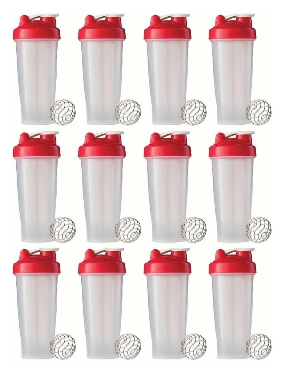 Shaker Bottle 24oz (Americas Blender)  Mixer, Red "Pack Of 12"&nbsp;