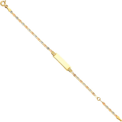 GOLD - 14K Tri Color Gold Valentino Diamantschliff Baby ID Armband - 5+1''