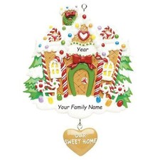 Personalized " GINGERBREAD HOUSE " Christmas Hanging Tree Ornament HOLIDAY GIFT