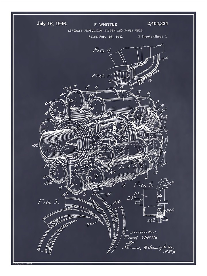 1941 Aircraft Jet Engine Patent Print Art Drawing Poster | eBay