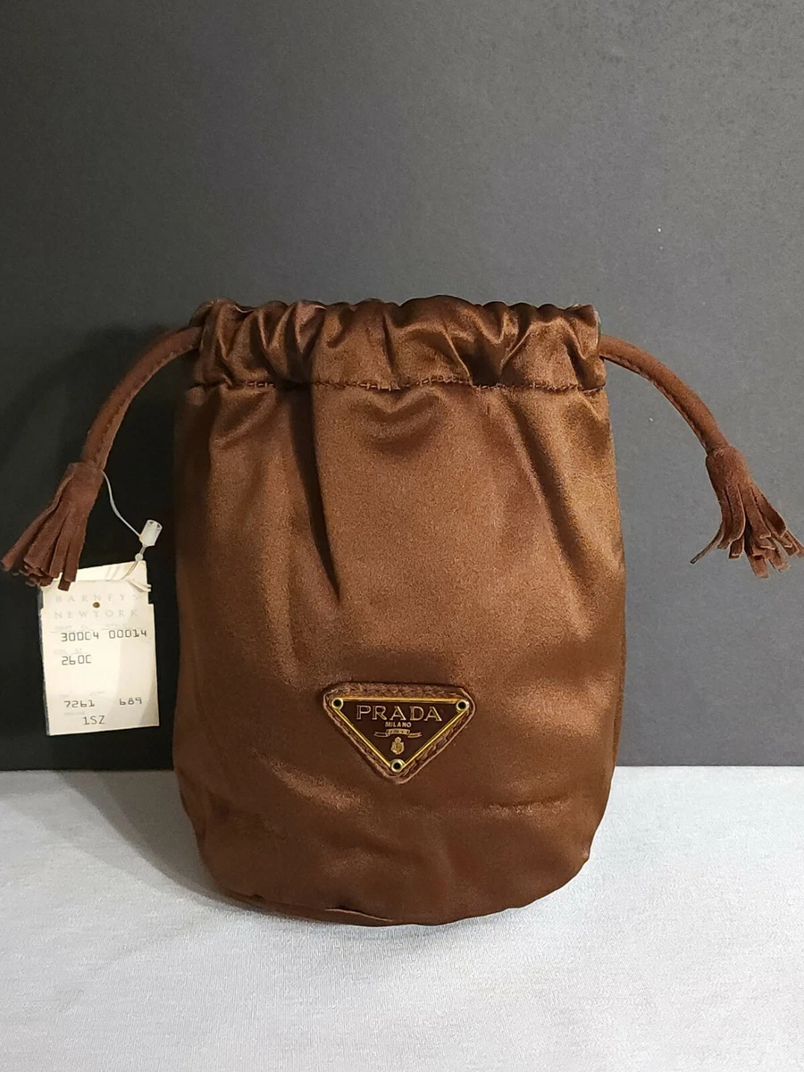 NEW Vintage Brown Prada Tessuto Drawstring Mini Bag