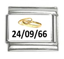 Italian Charms Custom Made  Wedding Anniversary with Date Gold Rings