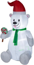 6' Christmas LED Inflatable Polar Bear w/ Lollipop Yard Decoration