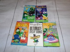 FIVE Vintage VEGGIE TALES Movies VHS Tapes Animated Cartoon Children's Songs