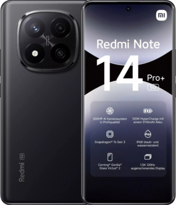 Xiaomi Redmi Note 14 Pro+ Plus 5G Handy 512GB+12GB 6,67'' Black/Schwarz Neu&OVP  