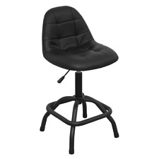 Workshop Stool Pneumatic with Adjustable Height Swivel Seat & Back Rest - Sealey