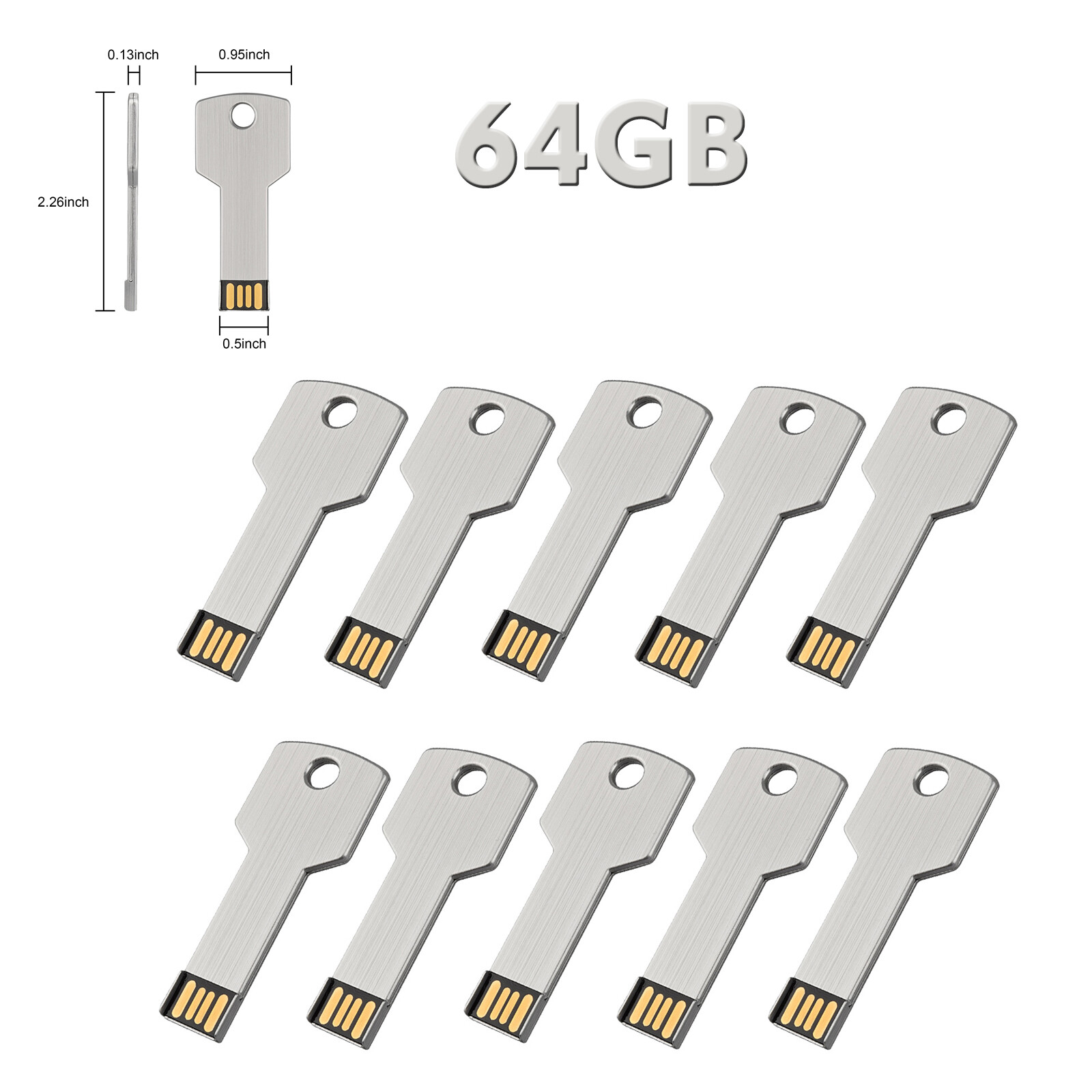 1X 5X 10X Key Shape USB 2.0 Flash Drives 64GB Memory Stick USB Thumb Drives LOT