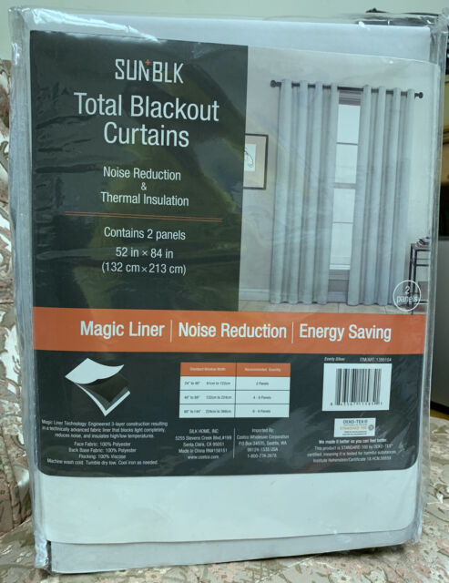 SUNBLK Total Blackout Curtains Everly Silver 2 Panels 52 in X 84 in | eBay
